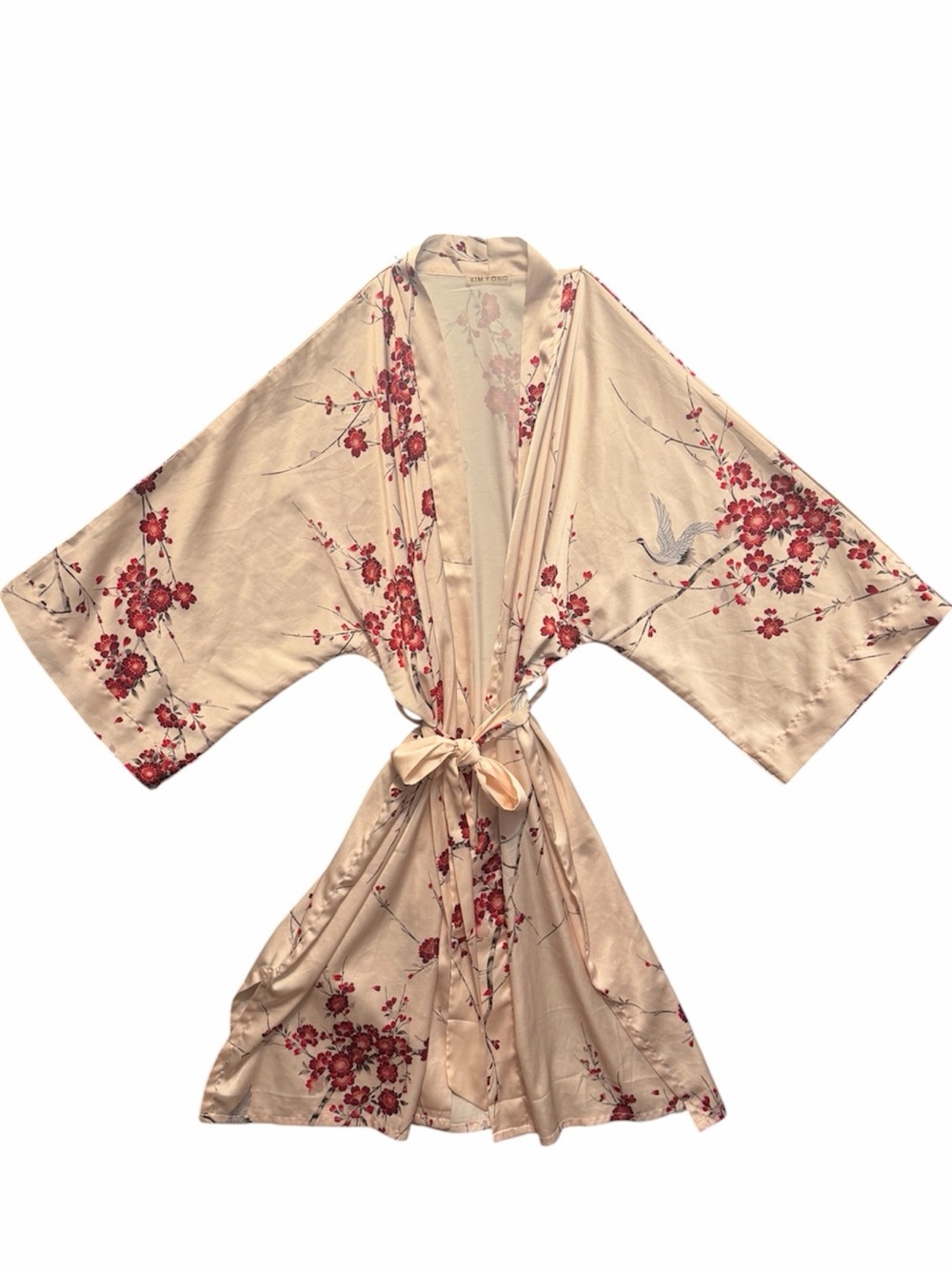 BNWOT KIM+ONO Silk-Feel Floral Kimono Robe in rose quartz